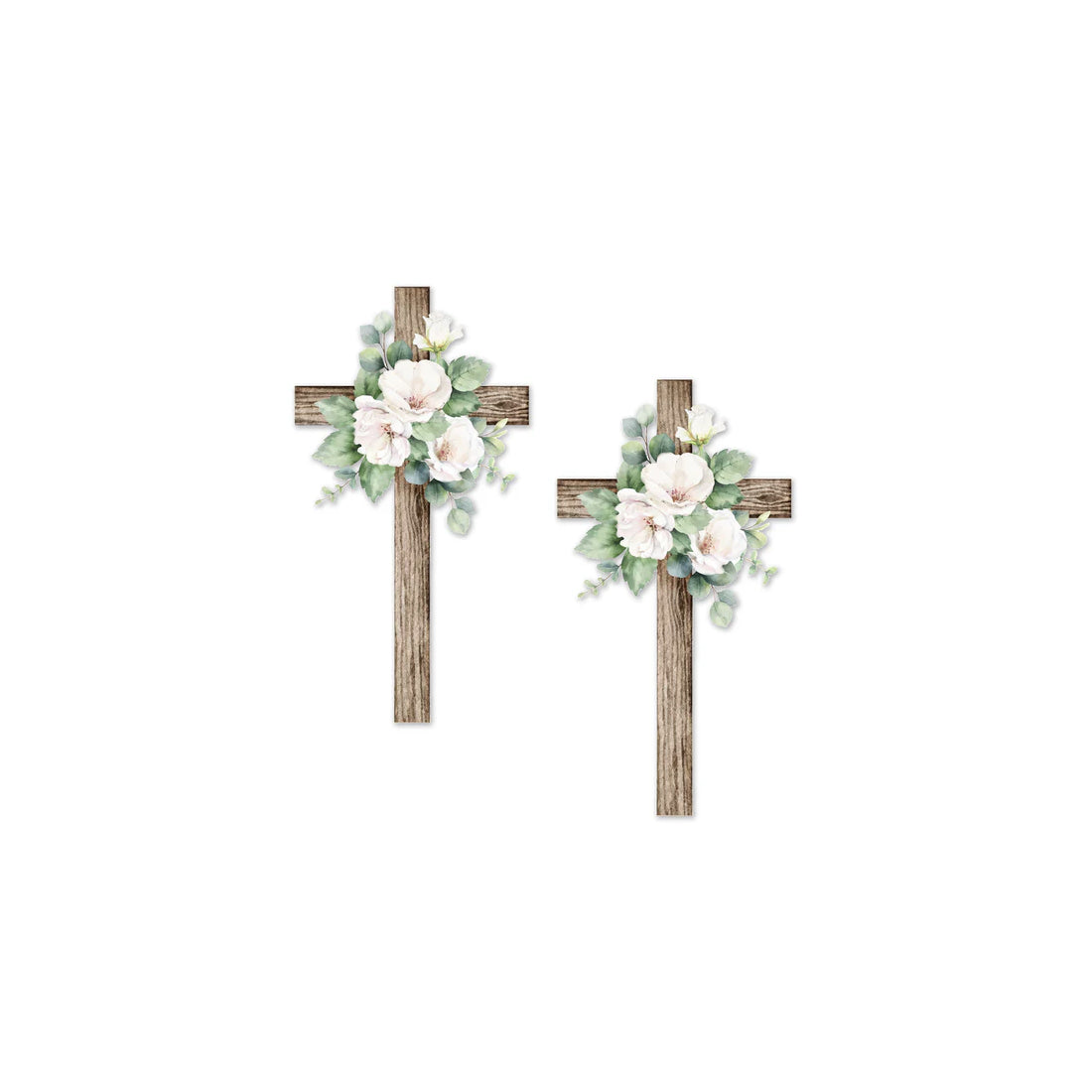 Decorations for Screen Windows & Doors (Set of 2) - (Small) Cross White Floral