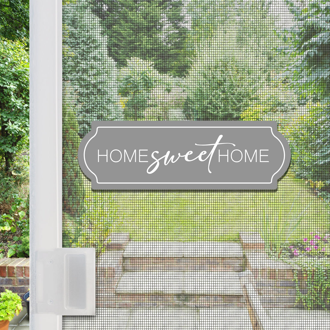 How to Style Your Porch: Acrylic Screen Door Decor with Welcome Home Sweet Sign