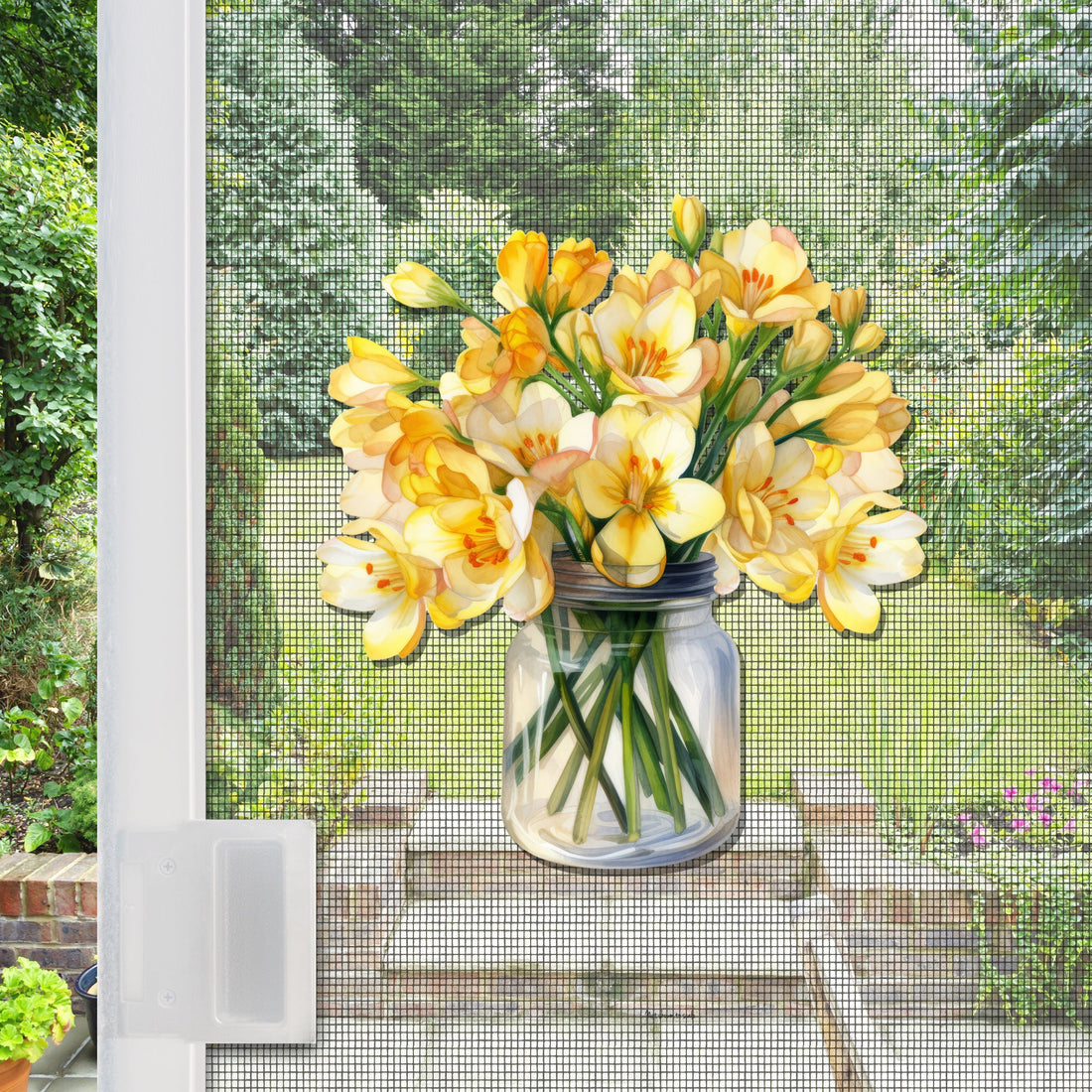 Eye-Catching Acrylic Screen Door Sunflowers Décor