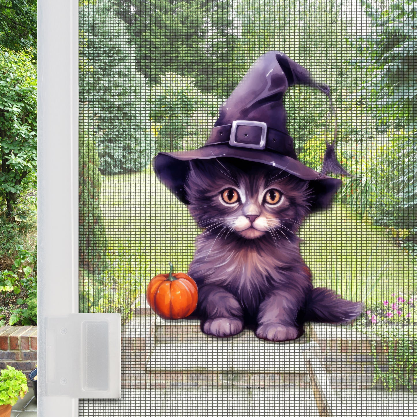 CLEARANCE Acrylic Screen Door Magnets (Not for Retractable/Glass) - Halloween Cat