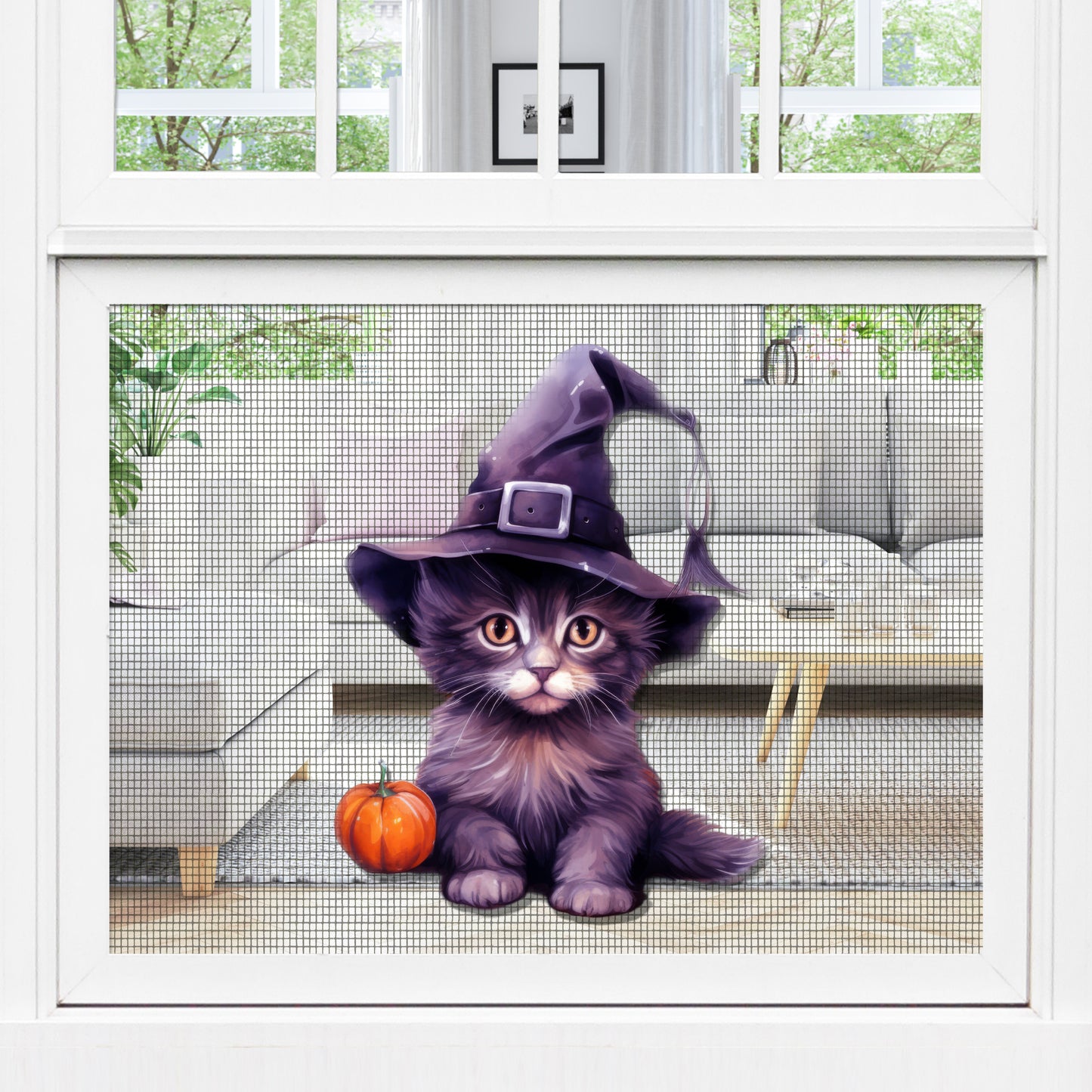 CLEARANCE Acrylic Screen Door Magnets (Not for Retractable/Glass) - Halloween Cat
