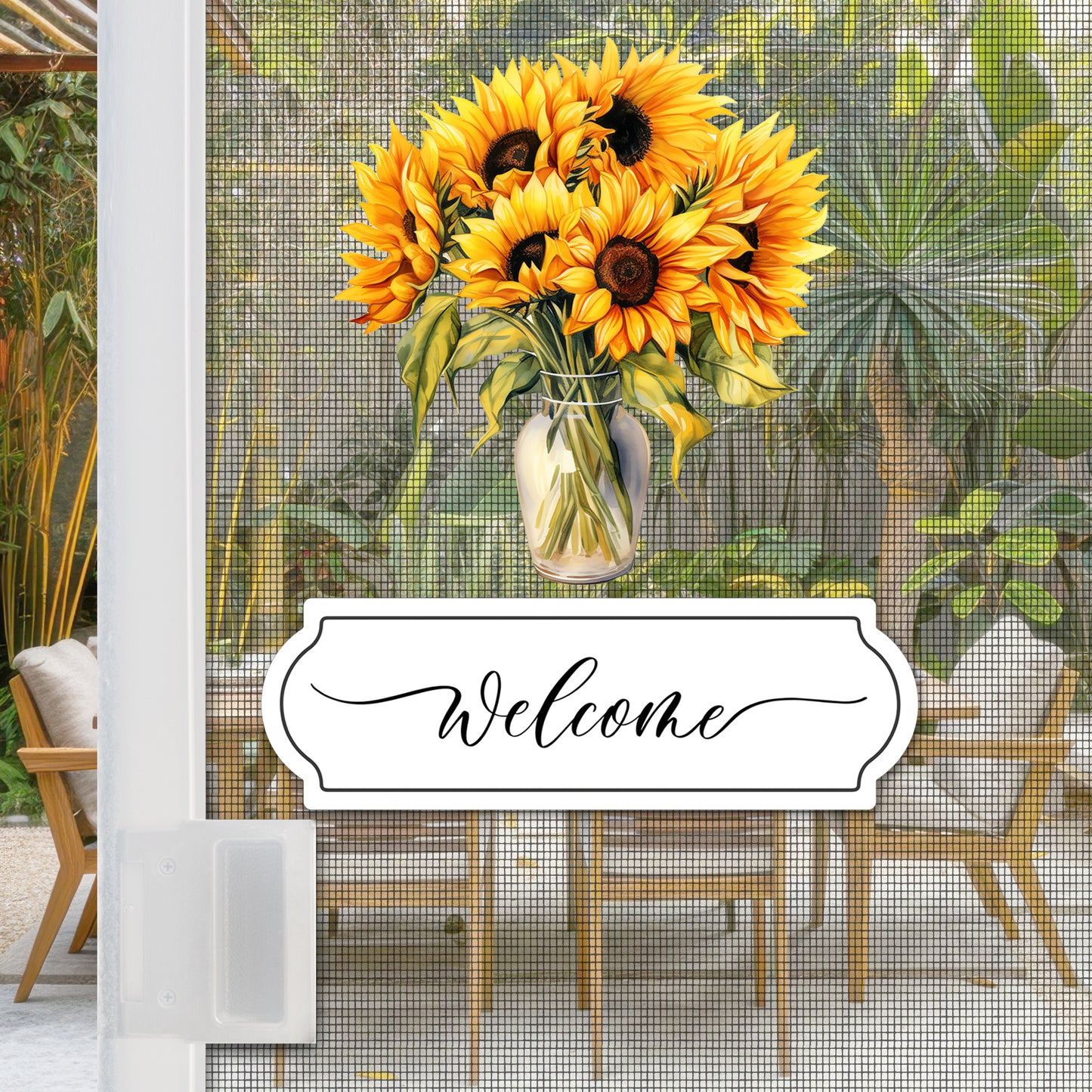 Flexible Screen Door Magnets (Not for Retractable/Glass) - Welcome + Sunflowers