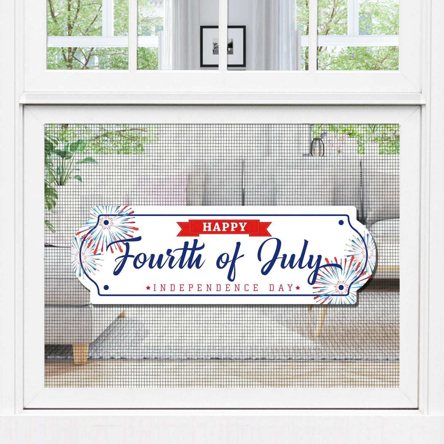 Acrylic Screen Door Magnets (Not for Retractable/Glass) - Happy Fourth of July