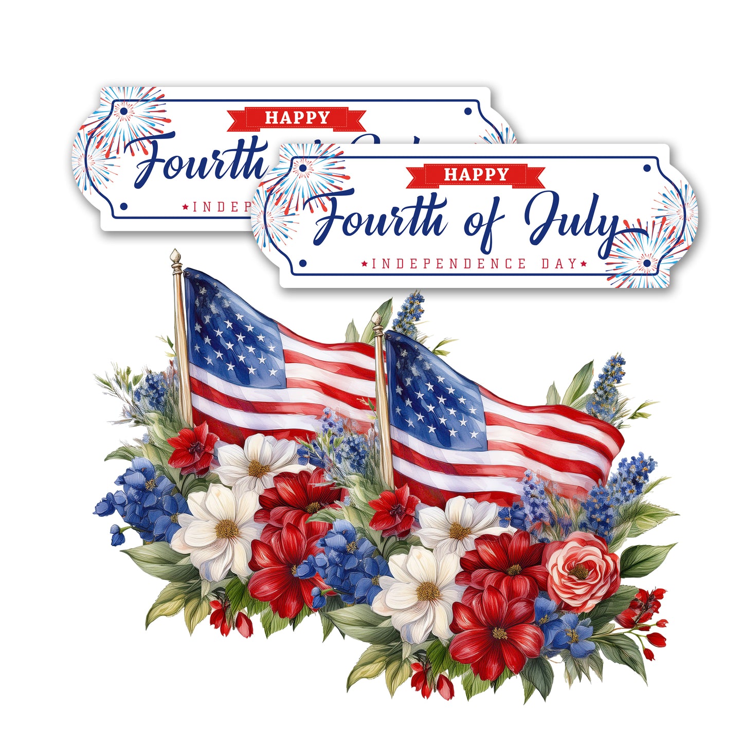 Acrylic Screen Door Magnets (Not for Retractable/Glass) - Fourth of July + Patriotic Bouquet