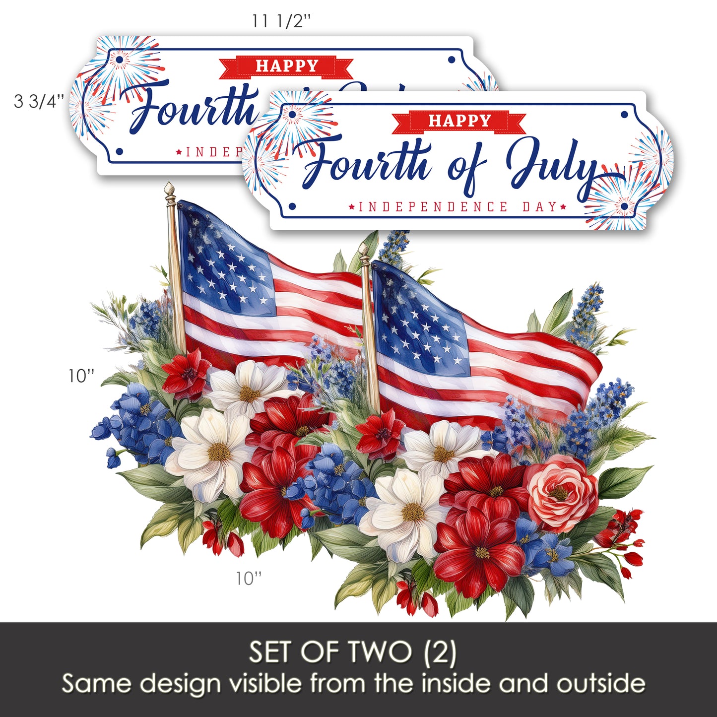 Acrylic Screen Door Magnets (Not for Retractable/Glass) - Fourth of July + Patriotic Bouquet