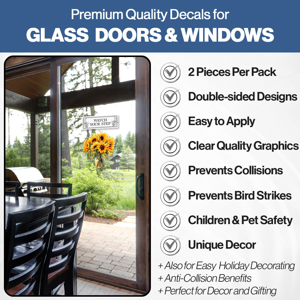 2 Pcs Premium Decals for Glass Doors & Windows (Double-Sided for Glass Only) - Porch
