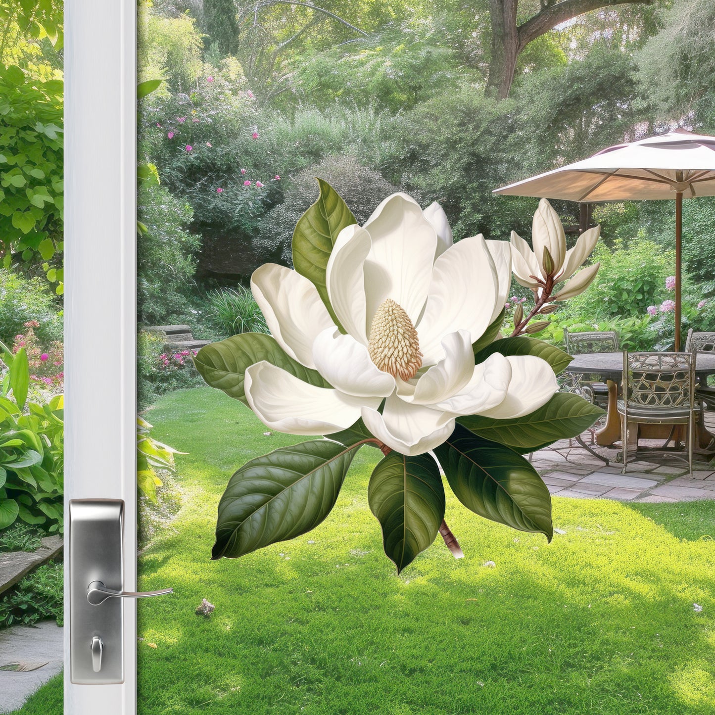 2 Pcs Premium Decals for Glass Doors, Storm Doors, & Windows (Double-Sided) - Magnolia