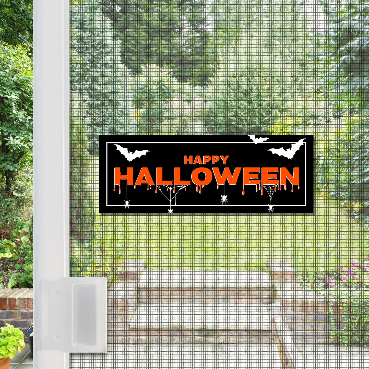 CLEARANCE Acrylic Screen Door Magnets (Not for Retractable/Glass) - Happy Halloween Black