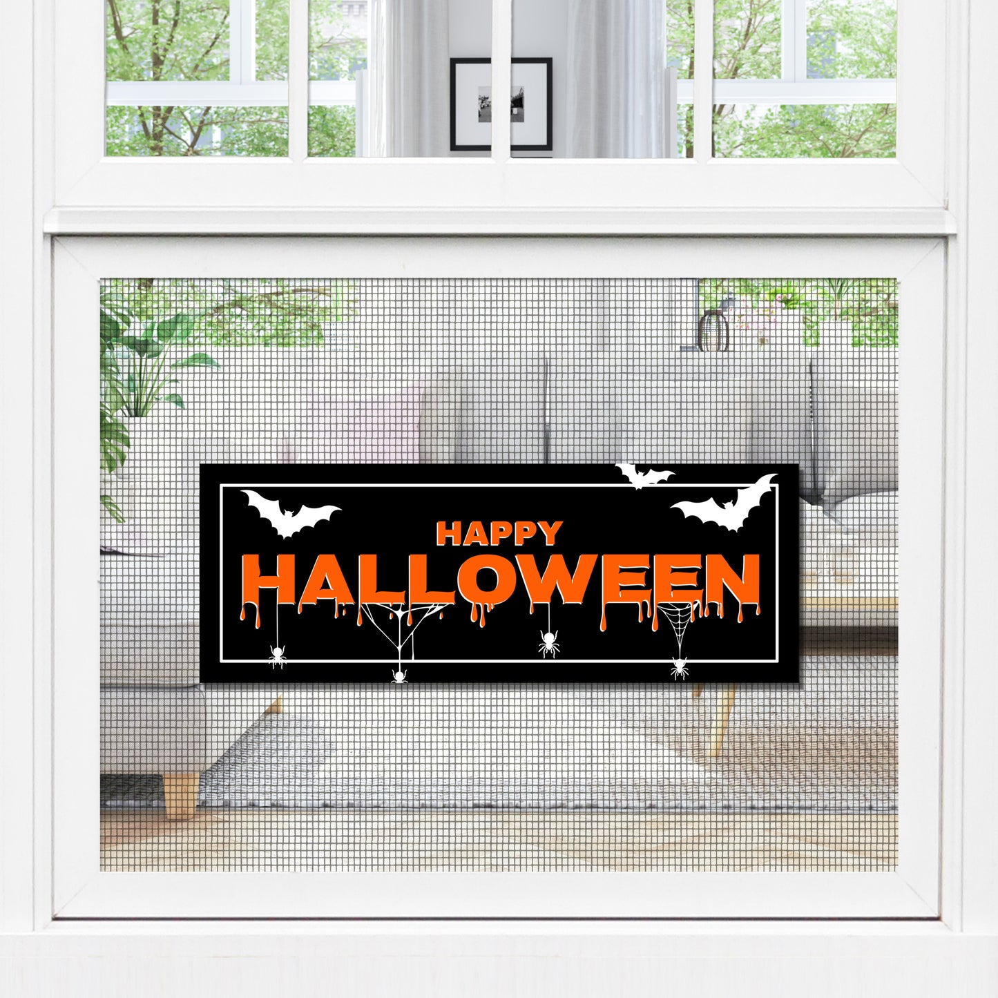 CLEARANCE Acrylic Screen Door Magnets (Not for Retractable/Glass) - Happy Halloween Black