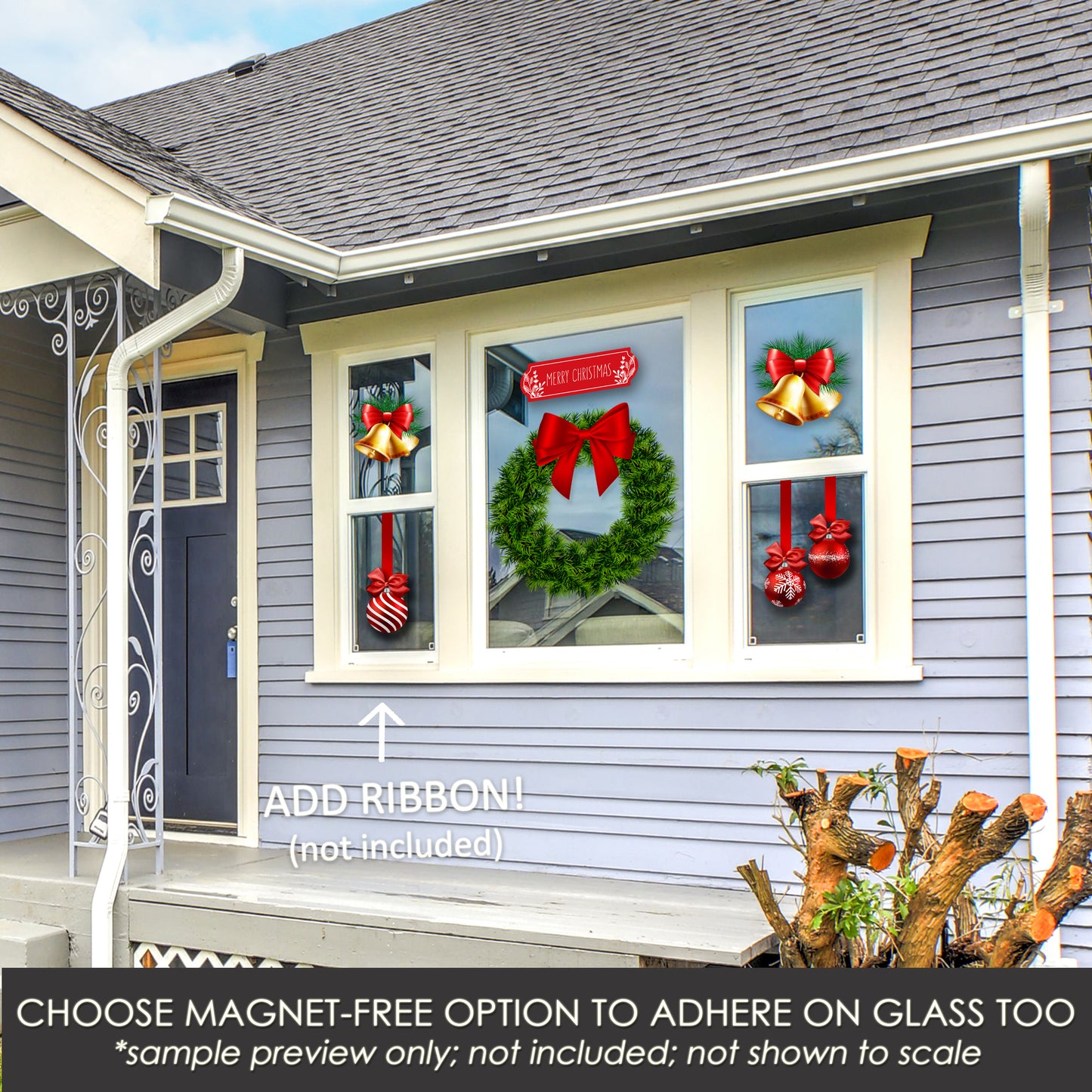 Acrylic Screen Door Magnets (Not for Retractable/Glass) - Christmas Holly