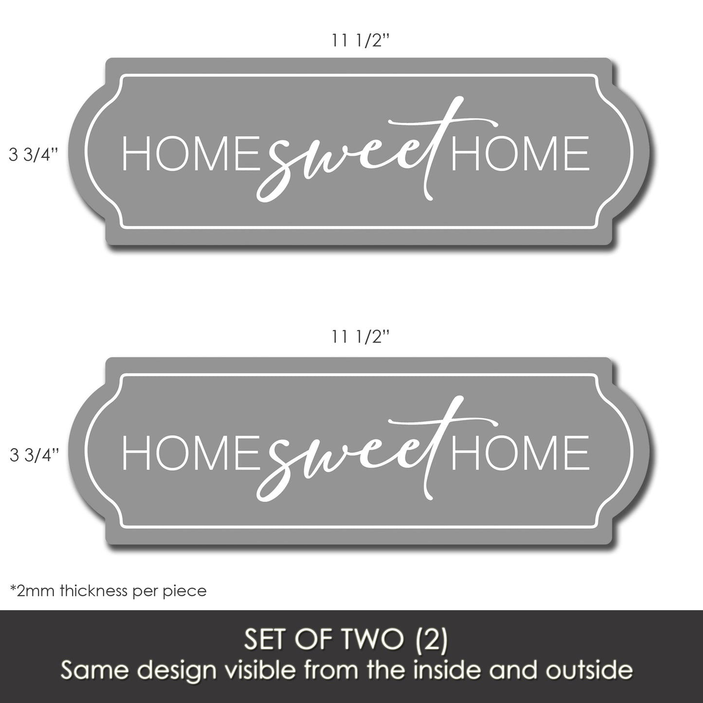 2 Pcs Premium Decals for Glass Doors & Windows (Double-Sided for Glass Only) - Home Sweet Home