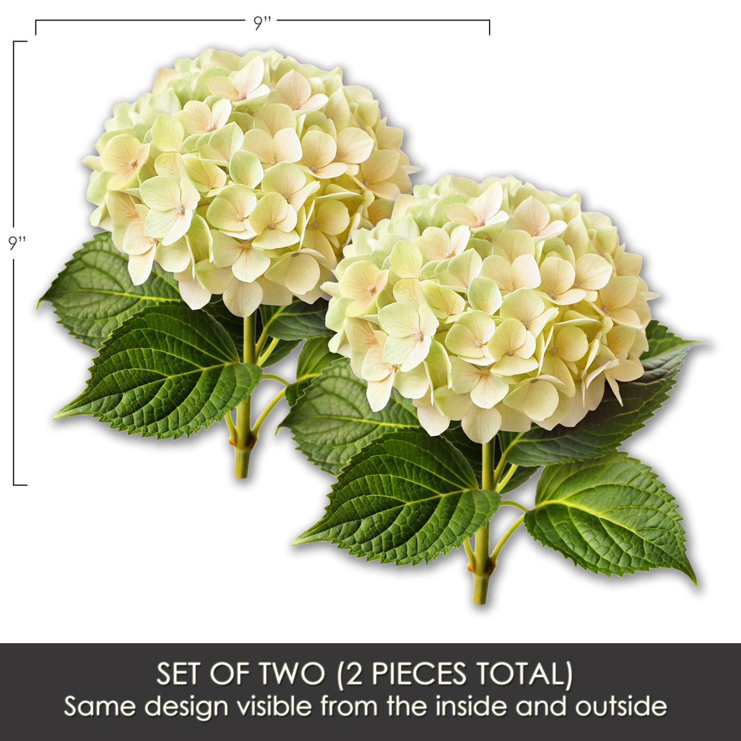 2 Pcs Premium Decals for Glass Doors & Windows (Double-Sided for Glass Only) - Hydrangea
