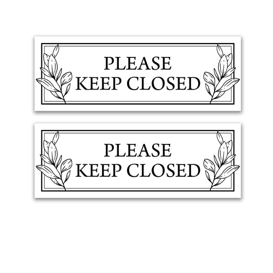 2 Pcs Premium Decals for Glass Doors & Windows (Double-Sided for Glass Only) - Keep Closed Leaves in White