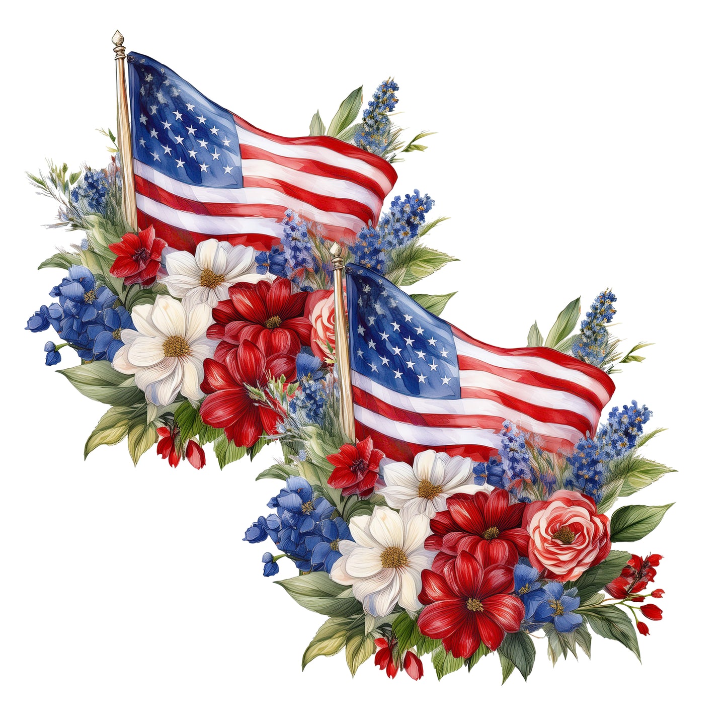 Acrylic Screen Door Magnets (Not for Retractable/Glass) - Patriotic Bouquet
