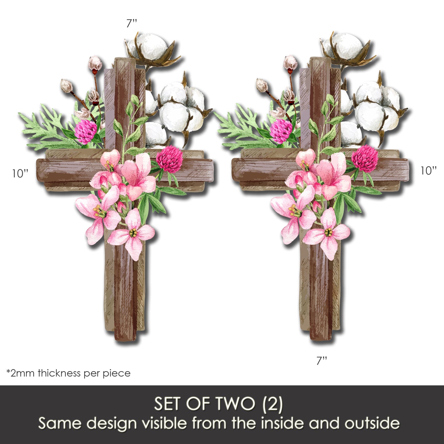 CLEARANCE Acrylic Screen Door Magnets (Not for Retractable/Glass) - Cross Pink Floral