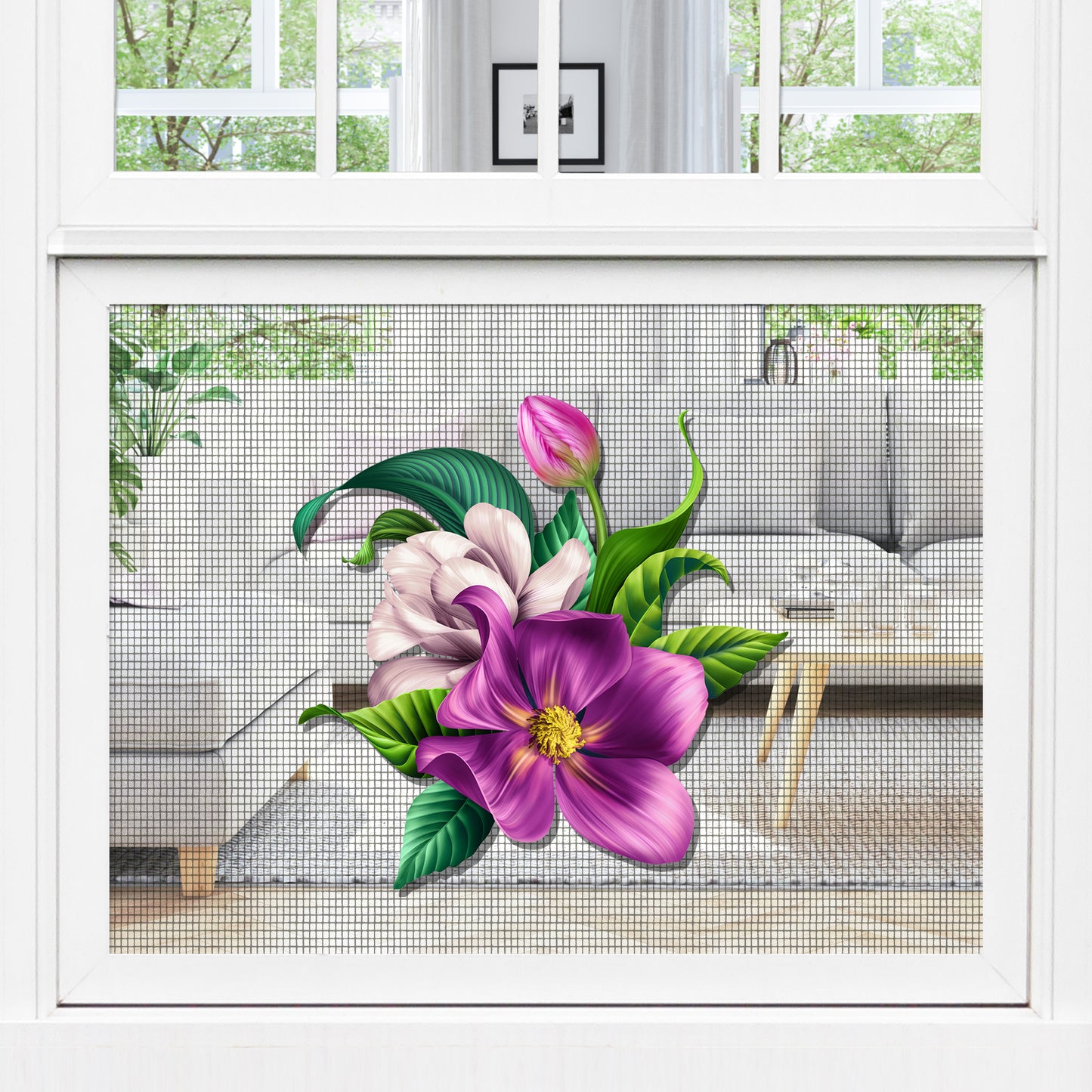 Acrylic Screen Door Magnets (Not for Retractable/Glass) - Purple Floral