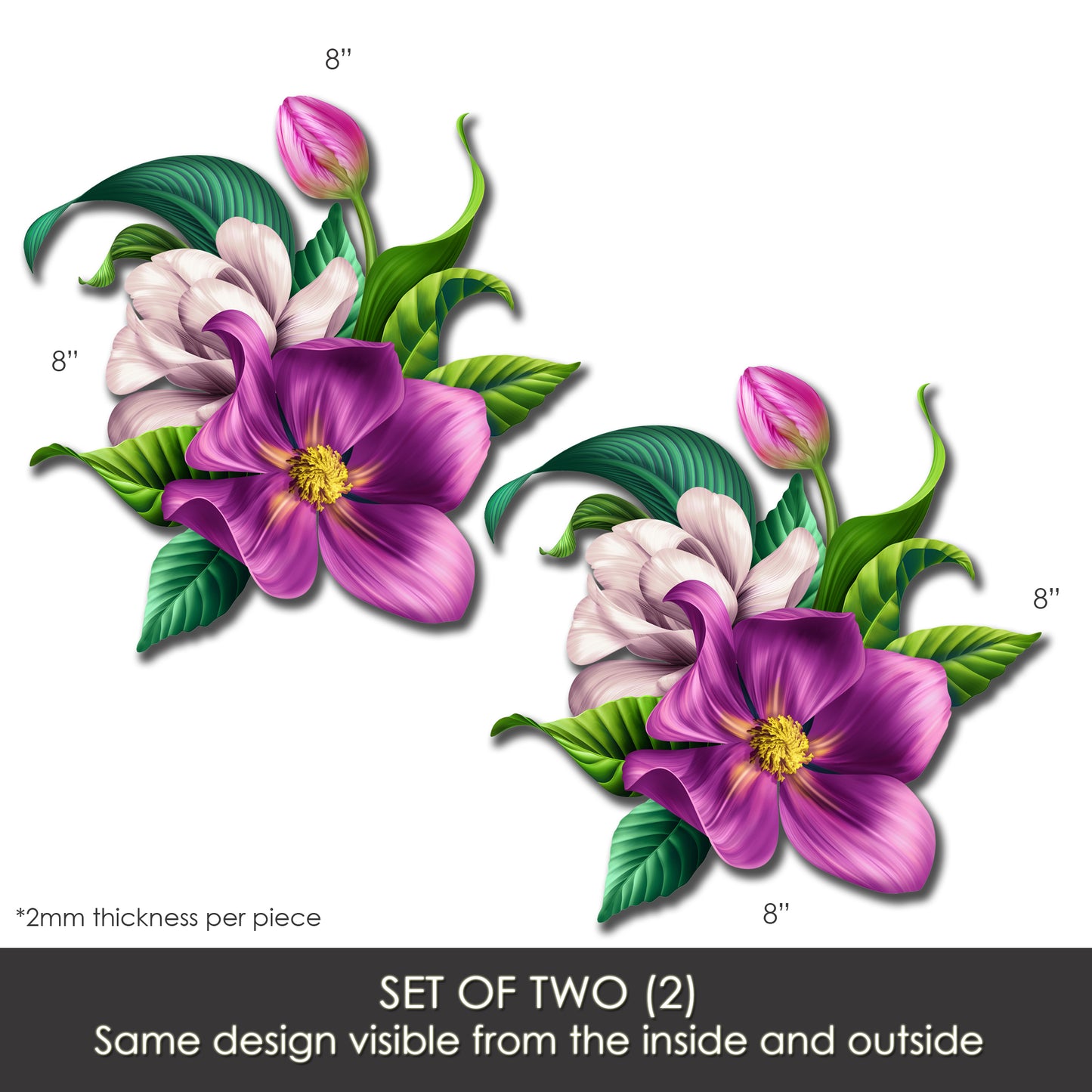 Acrylic Screen Door Magnets (Not for Retractable/Glass) - Purple Floral