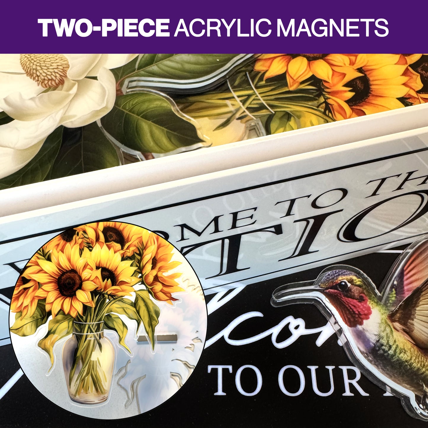 Decorations for Screen Windows & Doors (Set of 4) - Home Leaves + (Small) Yellow Floral