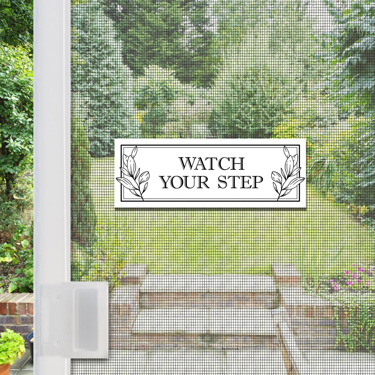 Acrylic Screen Magnets for Doors & Windows (Set of 2) - Watch Your Step (White)