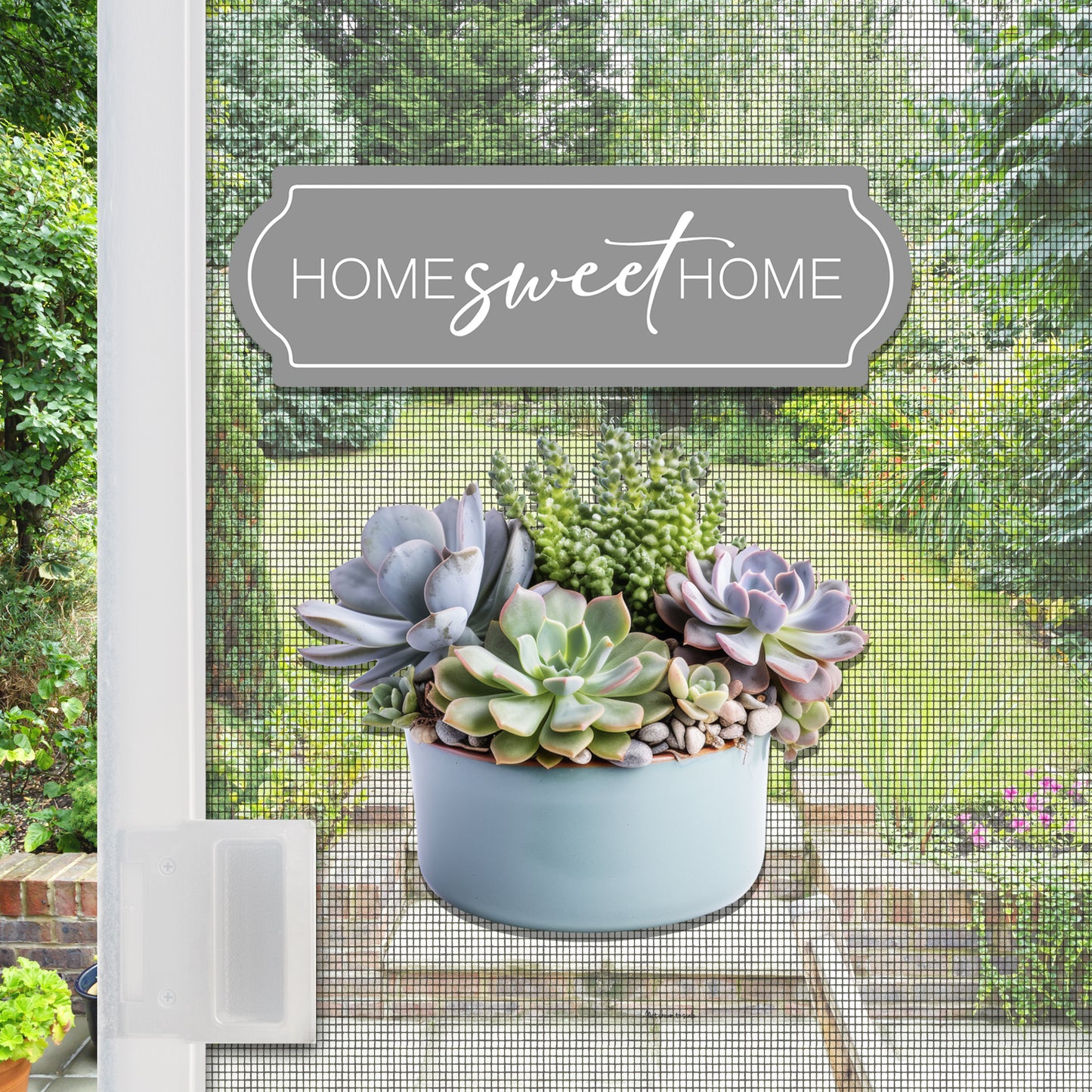 Acrylic Screen Door Magnets (Not for Retractable/Glass) - Home Sweet Home + (Small) Succulents