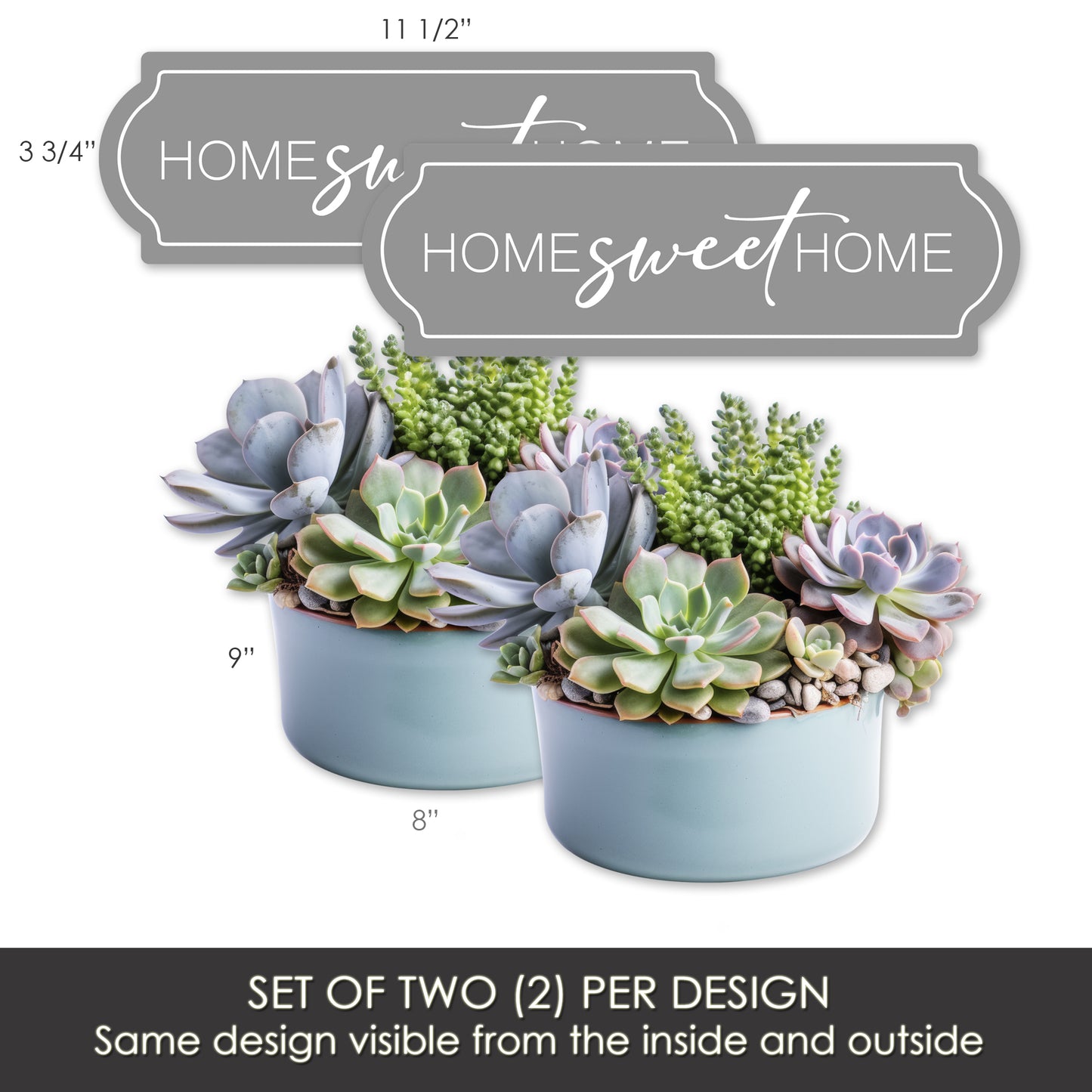 Acrylic Screen Door Magnets (Not for Retractable/Glass) - Home Sweet Home + (Small) Succulents