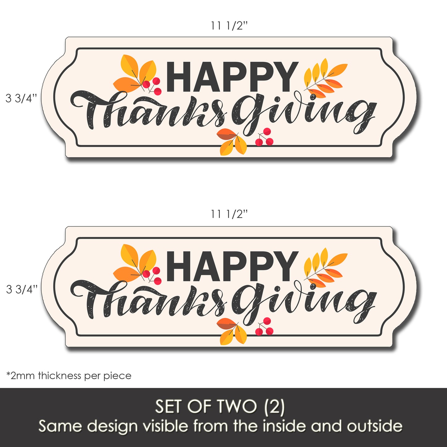 Acrylic Screen Door Magnets (Not for Retractable/Glass) - Happy Thanksgiving