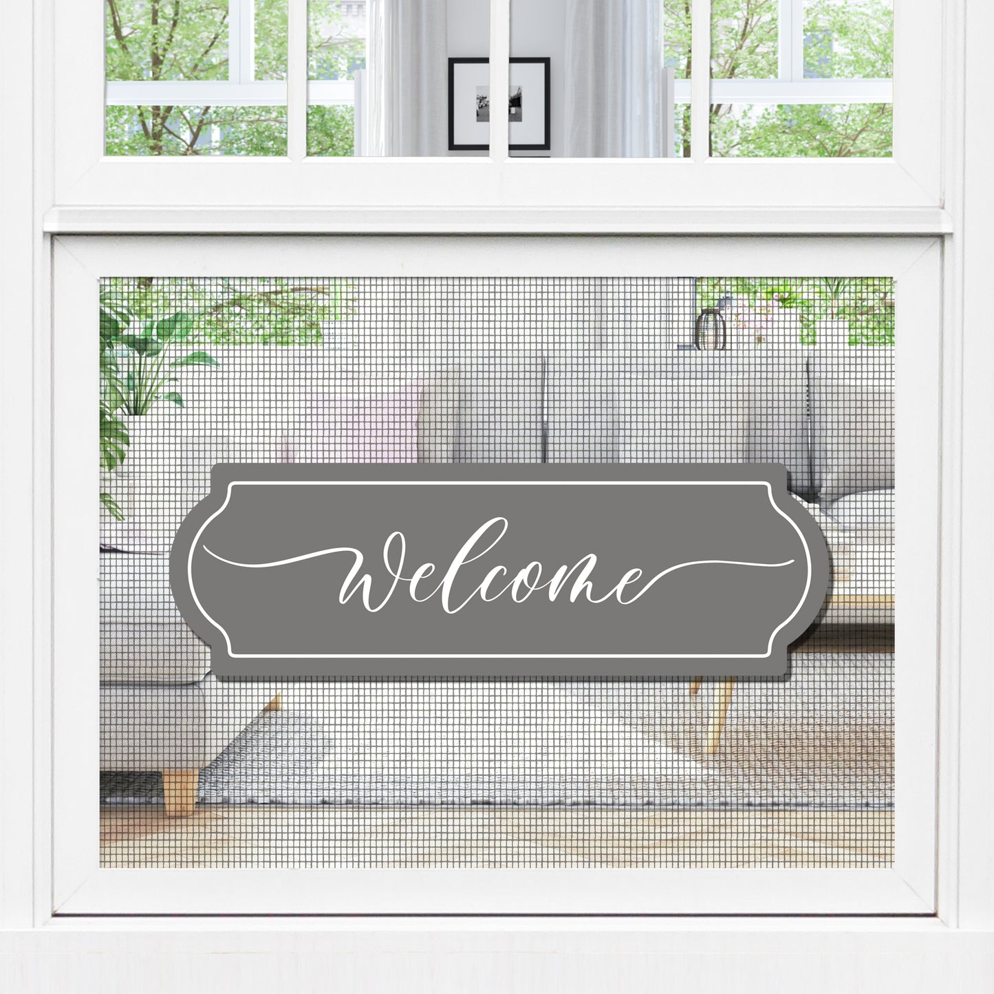 CLEARANCE Acrylic Screen Door Magnets (Not for Retractable/Glass) - Welcome Grey