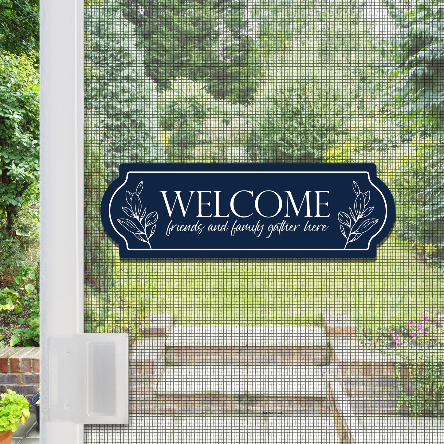 Acrylic Screen Door Magnets (Not for Retractable/Glass) - Welcome Navy