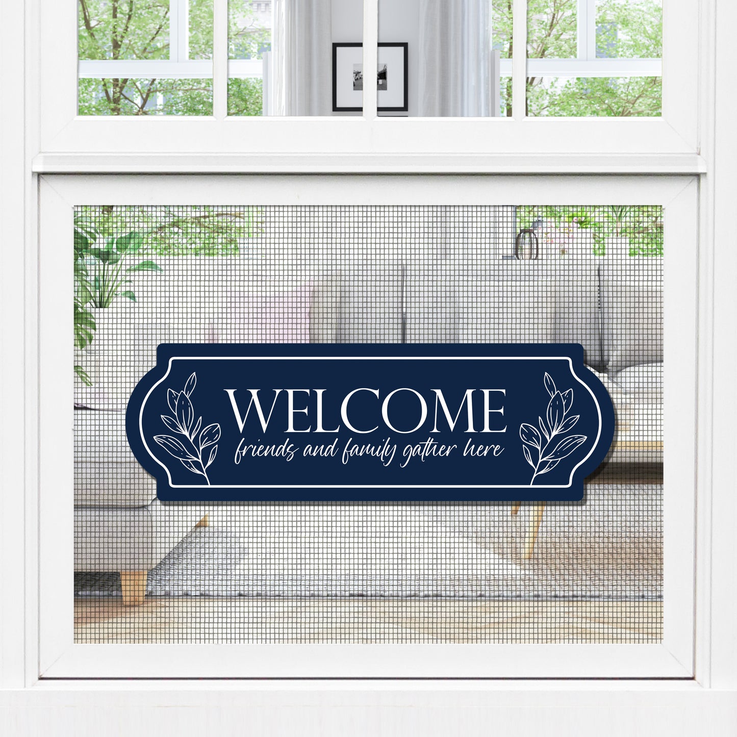 Acrylic Screen Door Magnets (Not for Retractable/Glass) - Welcome Navy