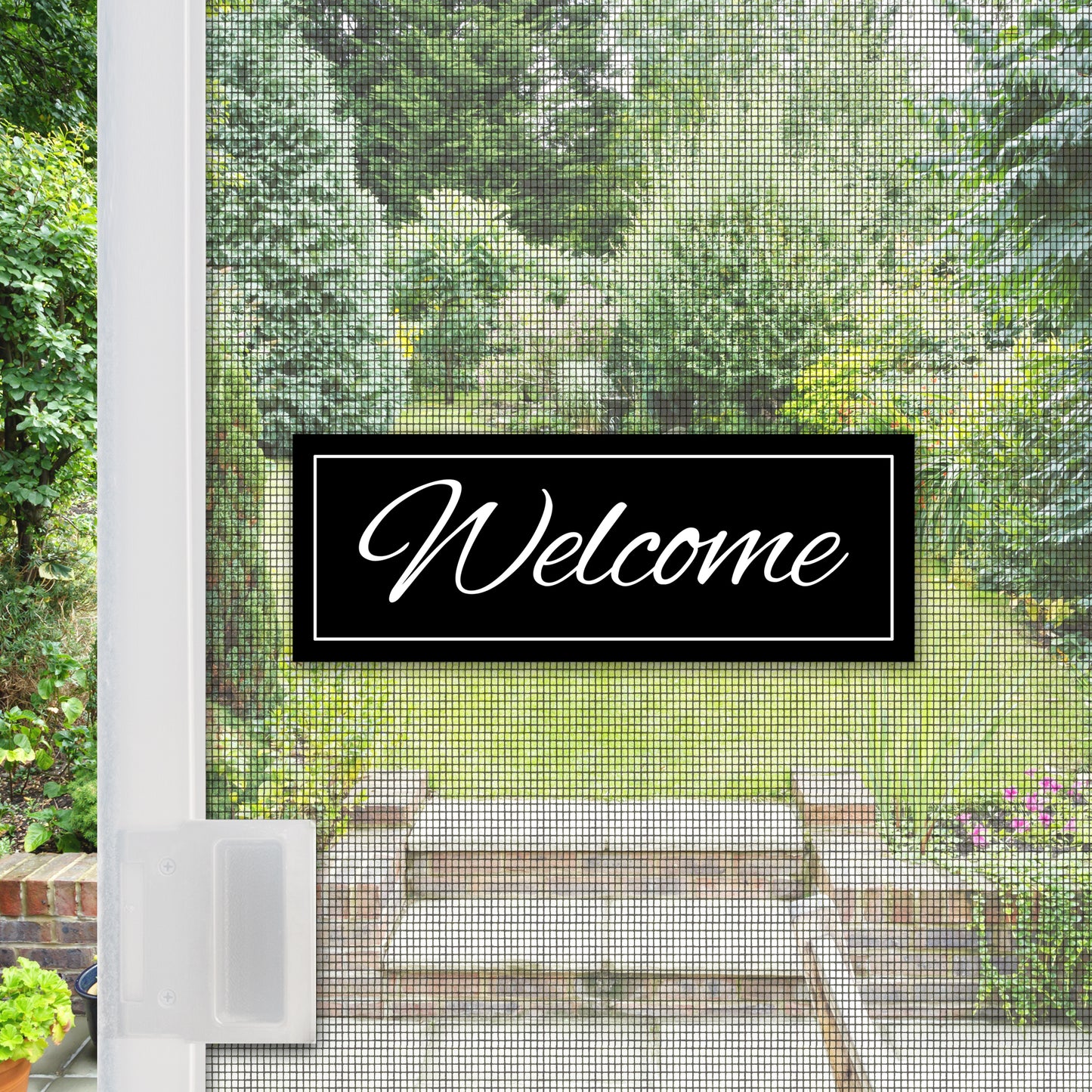 Acrylic Screen Magnets for Screen Doors & Windows (Set of 2) - Welcome Script
