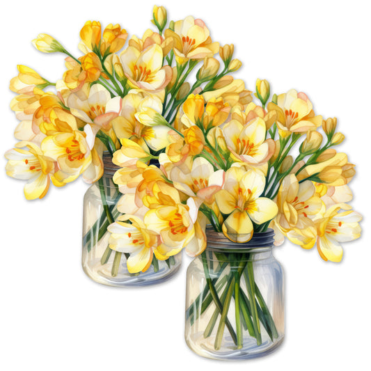 Acrylic Screen Door Magnets (Not for Retractable/Glass) - (Small) Yellow Floral