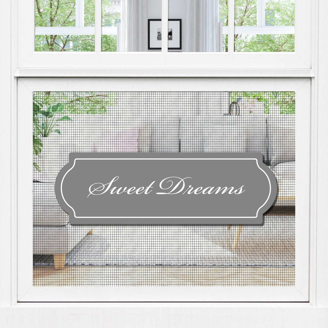 Beautiful Yet Practical Anti-Collision Sweet Dreams Grey Sign for Screen Doors & Glass Windows