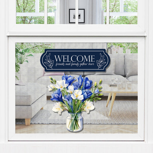 Welcome Navy + (Small) Blue Bouquet Magnet