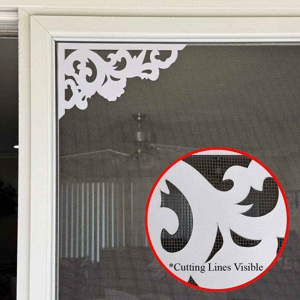 Flexible Screen Door Magnets (Not for Retractable/Glass) - Two-Corner White Flourish (Small)