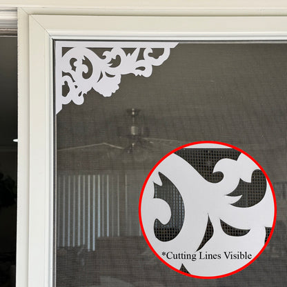 Flexible Screen Door Magnets (Not for Retractable/Glass) - Two-Corner White Flourish (Small)