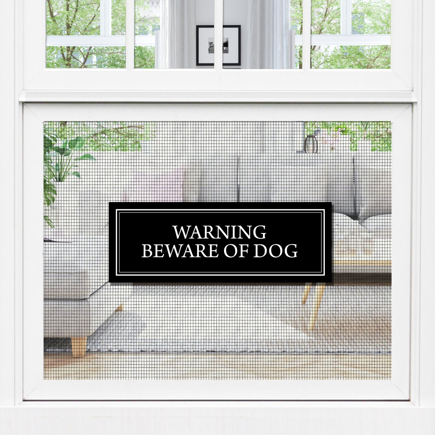 Decorations for Screen Windows & Doors (Set of 2) - (Small) Beware of Dog