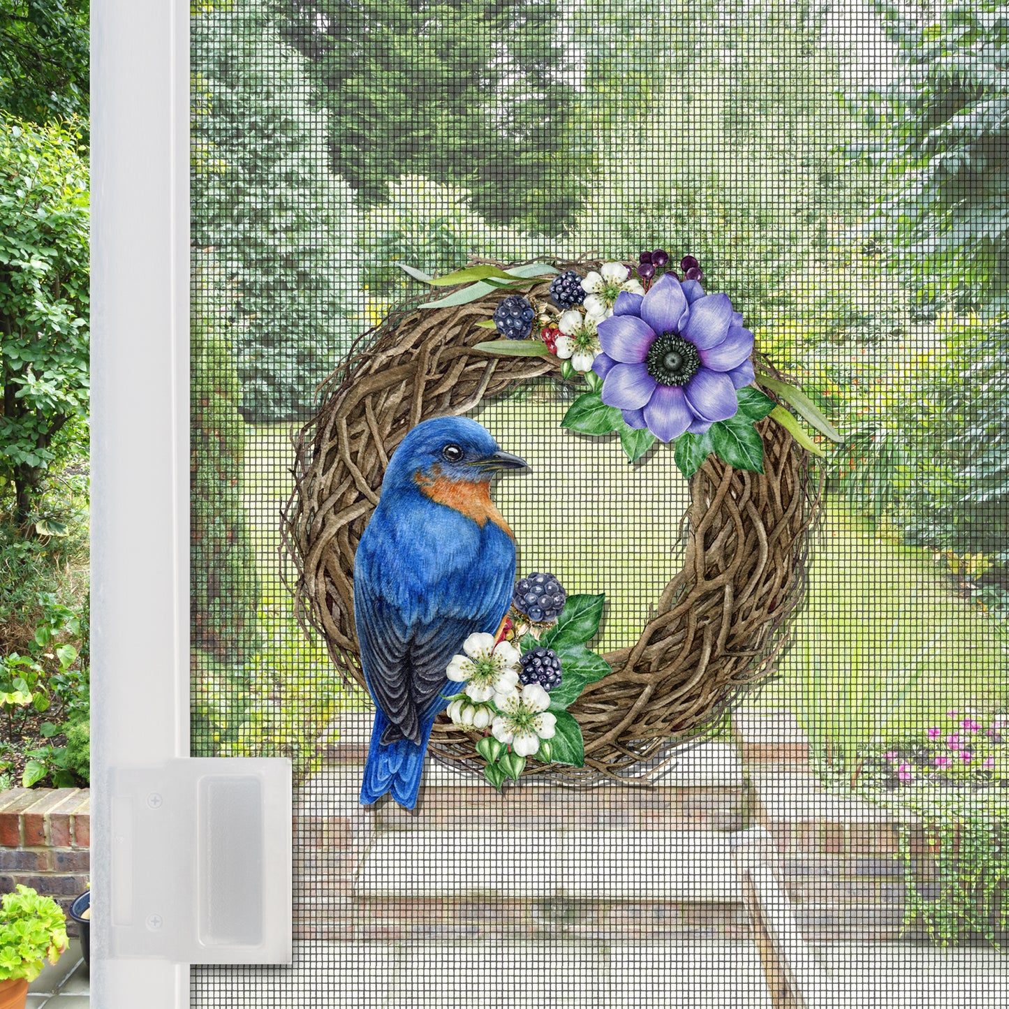 PRE-ORDER Acrylic Screen Magnets for Screen Doors & Windows (Set of 2) - Bird's Wreath