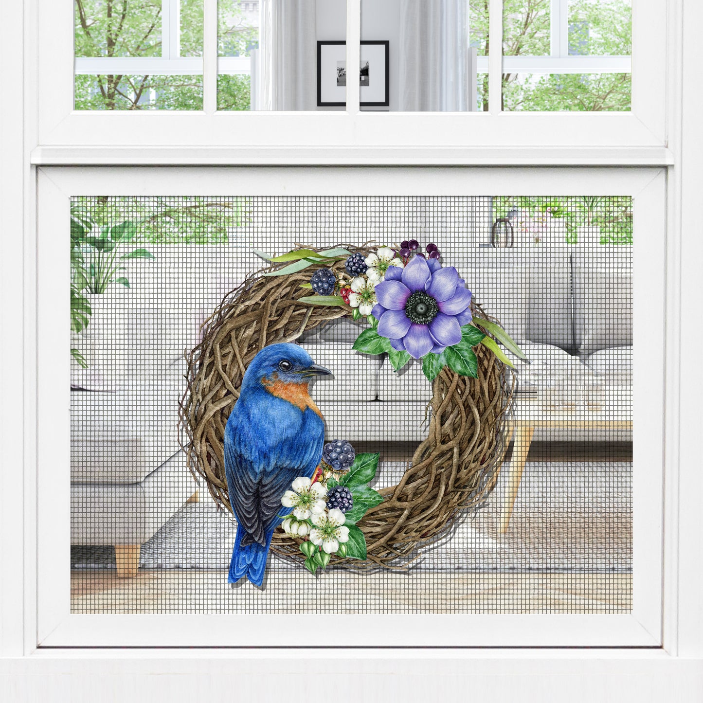 PRE-ORDER Acrylic Screen Magnets for Screen Doors & Windows (Set of 2) - Bird's Wreath