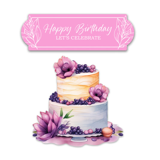 Decorations for Screen Windows & Doors (Set of 4) - Birthday Floral + (Small) Floral Cake