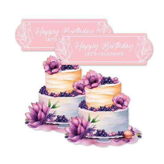 Decorations for Screen Windows & Doors (Set of 4) - Birthday Floral + (Small) Floral Cake