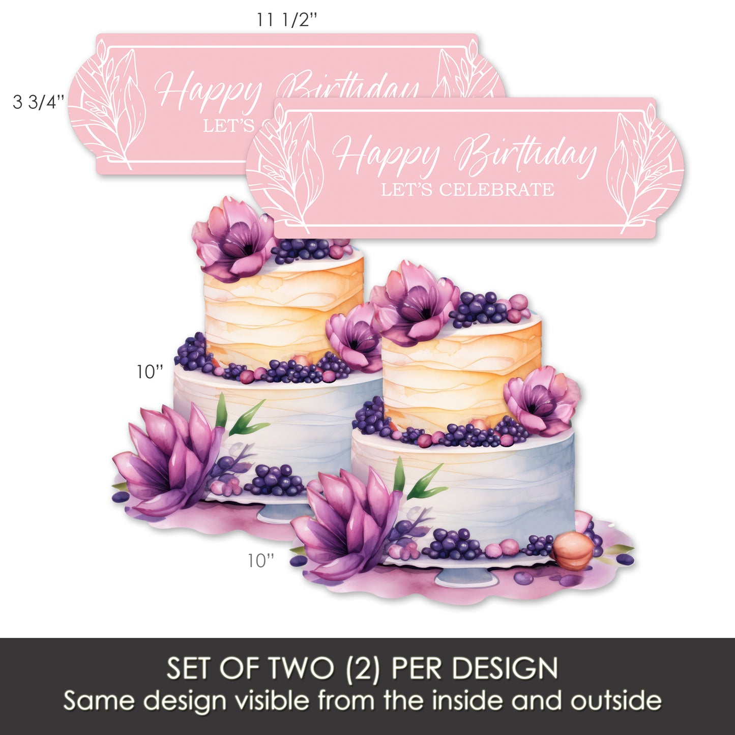 Decorations for Screen Windows & Doors (Set of 4) - Birthday Floral + (Small) Floral Cake