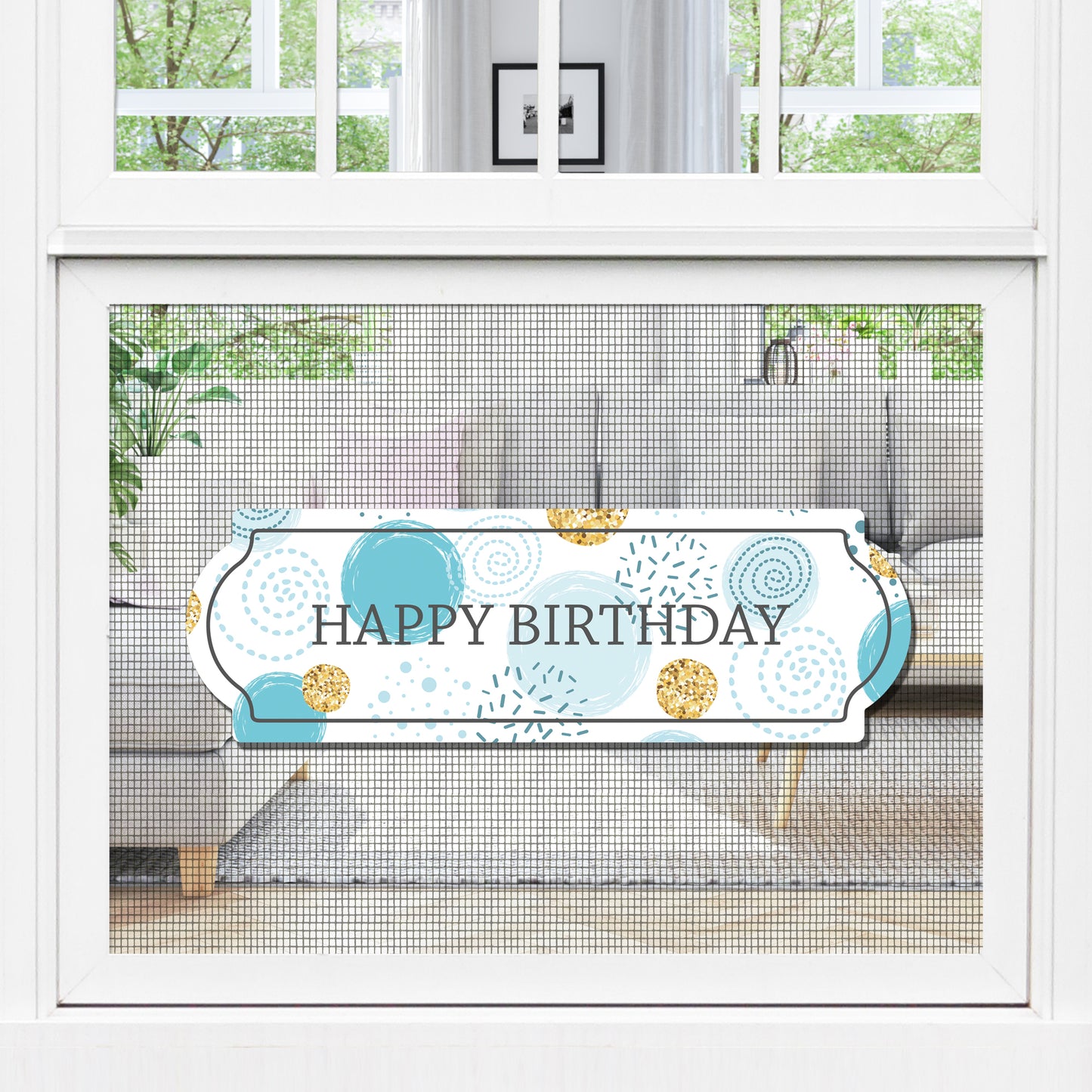 Decorations for Screen Windows & Doors (Set of 2) - Birthday Blue