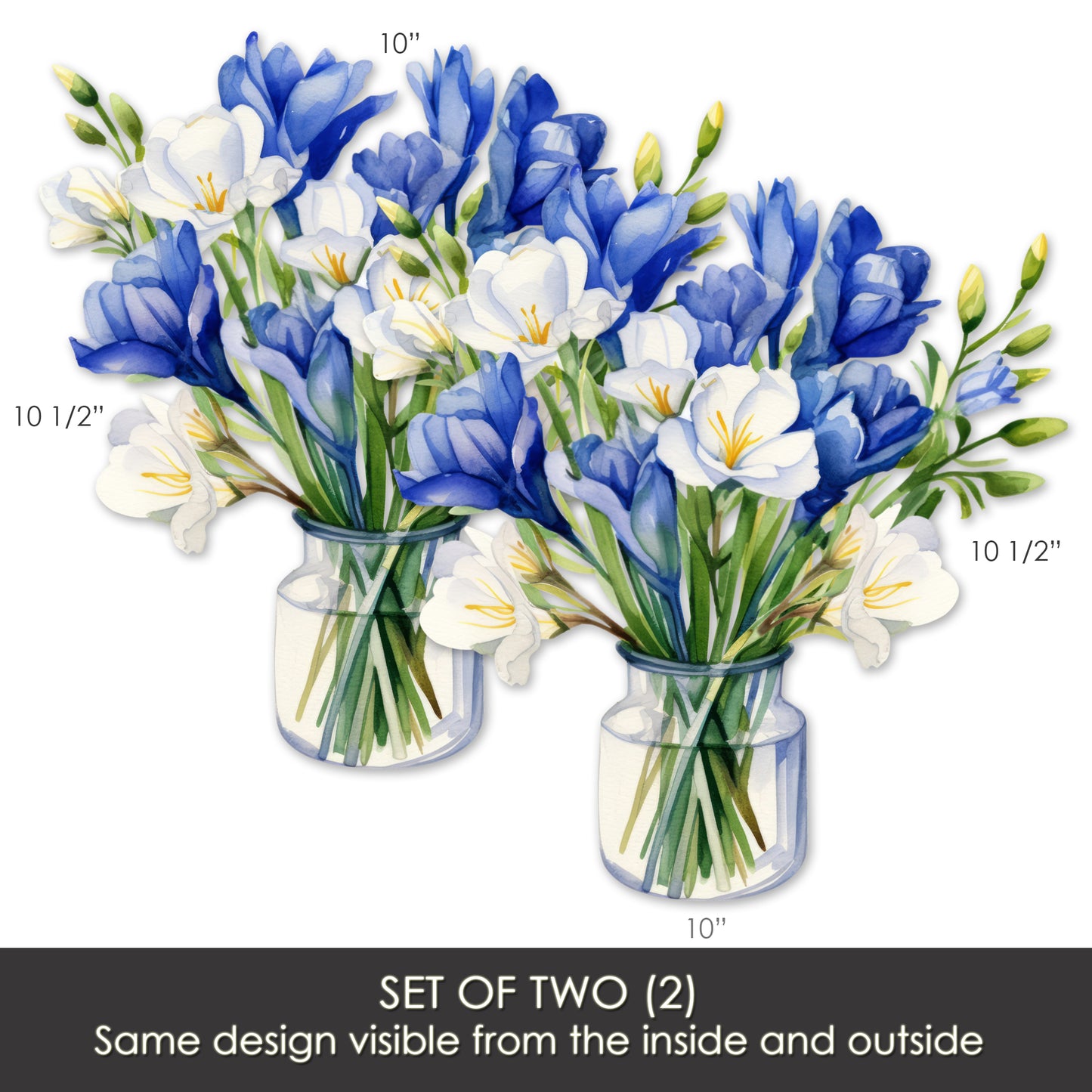 Decorations for Screen Windows & Doors (Set of 2) - (Small) Blue Bouquet