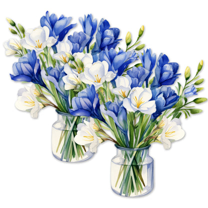 Decorations for Screen Windows & Doors (Set of 2) - (Small) Blue Bouquet