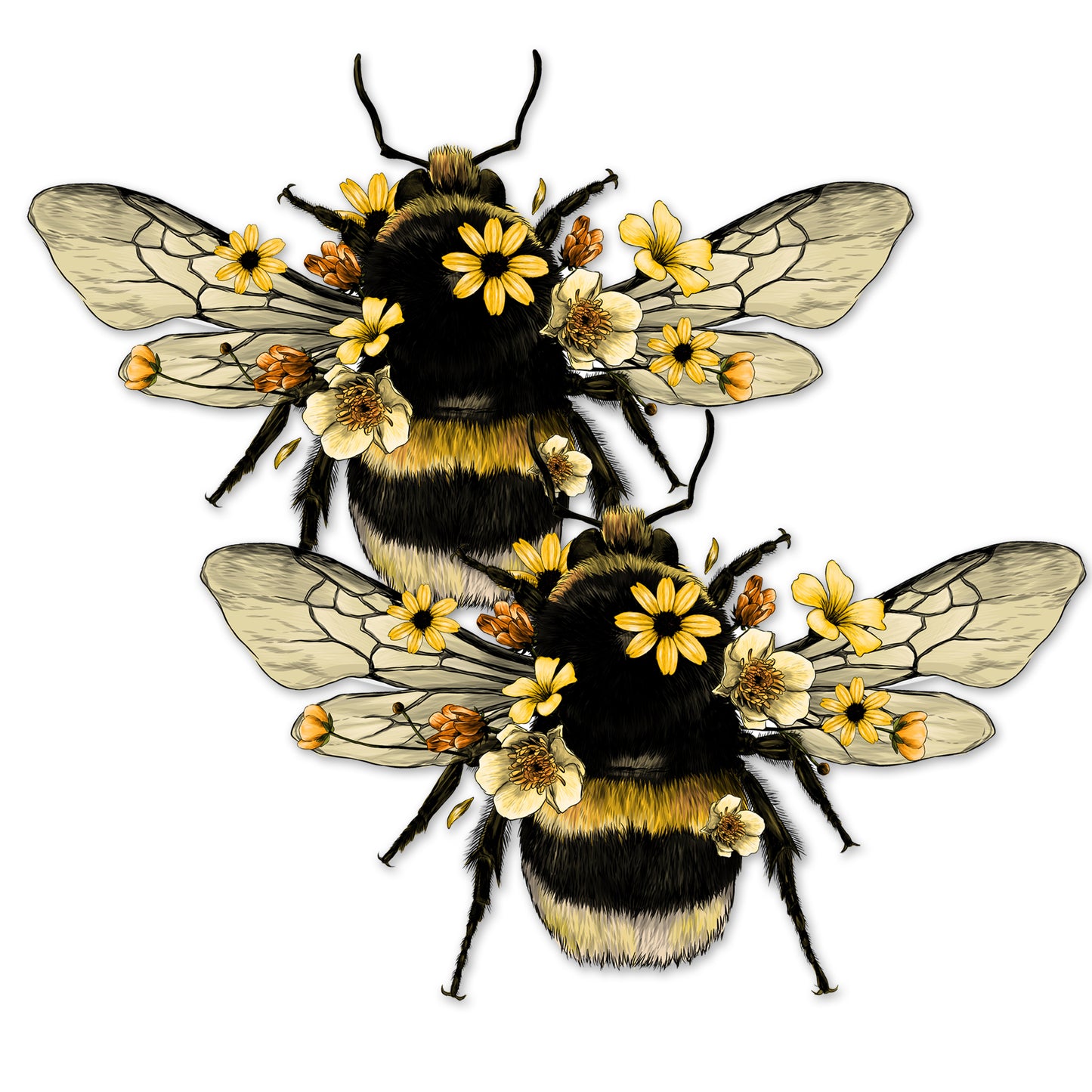 Decorations for Screen Windows & Doors (Set of 2) - (Small) Floral Bumblebee