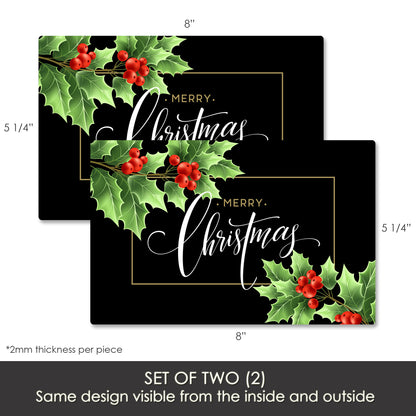 Decorations for Screen Windows & Doors (Set of 2) - Christmas Holly