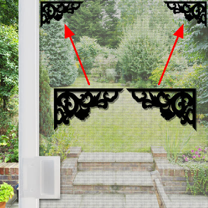 Flexible Screen Door Magnets (Not for Retractable/Glass) - Two-Corner Black Flourish (Small)