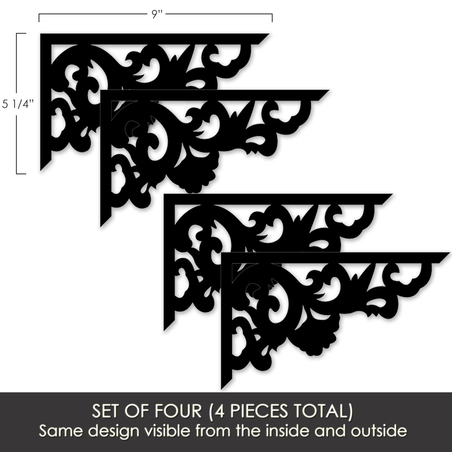 Flexible Screen Door Magnets (Not for Retractable/Glass) - Two-Corner Black Flourish (Small)