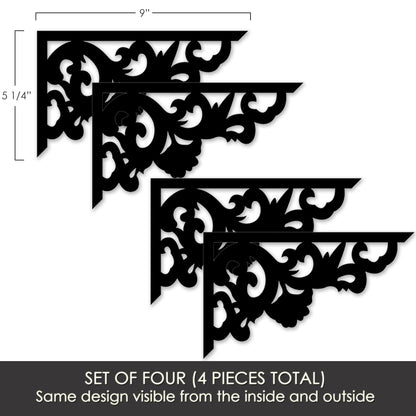 Flexible Screen Door Magnets (Not for Retractable/Glass) - Two-Corner Black Flourish (Small)
