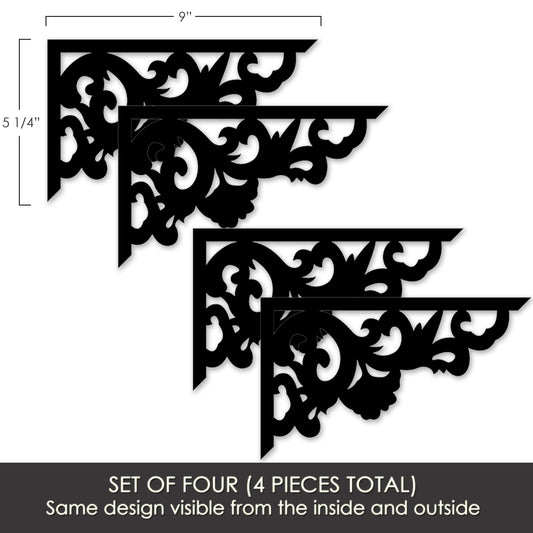 Flexible Screen Door Magnets (Not for Retractable/Glass) - Two-Corner Black Flourish (Small)